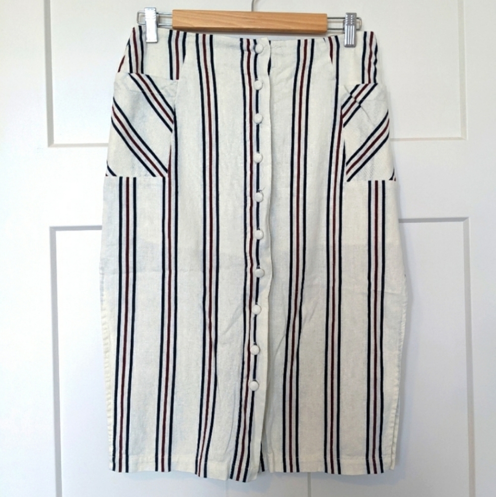 Honey Punch Striped Midi Skirt sz M